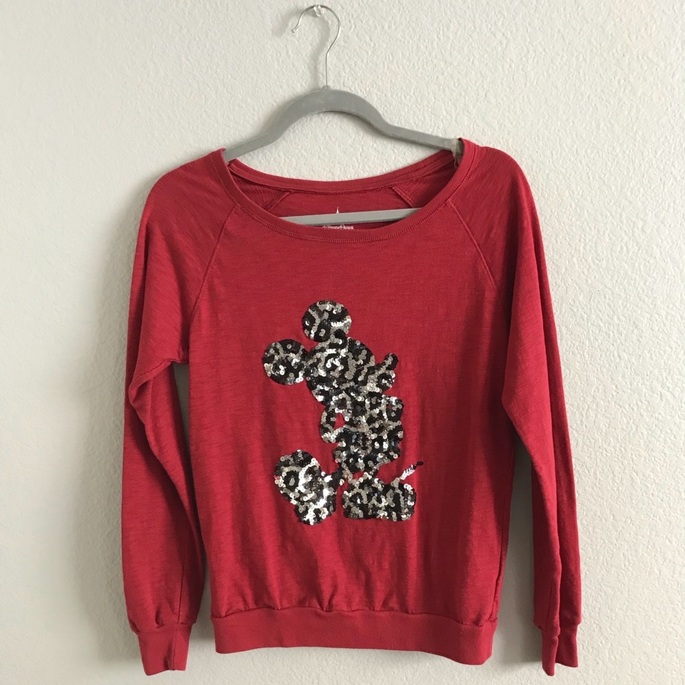 Dark red mickey mouse sweater